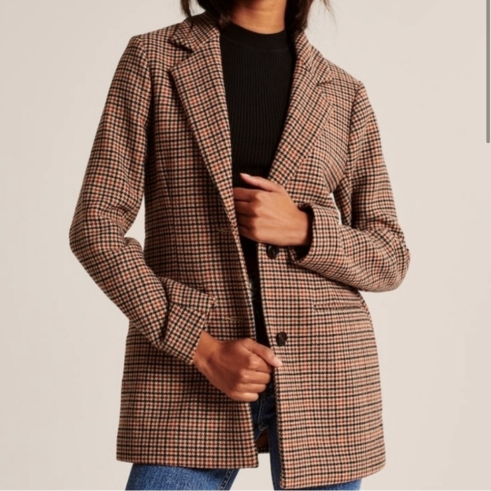 Abercrombie & Fitch Plaid Blazer - Brown and Black